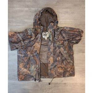 Herters Men's Sz Large Green Camo Hooded Full Zip Mesh Lined Jacket